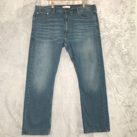 Levis Signature Straight Mens 40*32 Blue Pockets Denim Mid Rise Casual Work Wear - Picture 1 of 8